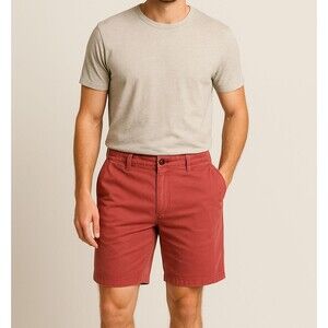 Chaps Men’s Shorts Size 34 Red Cotton Flat Front Casual Classic Fit